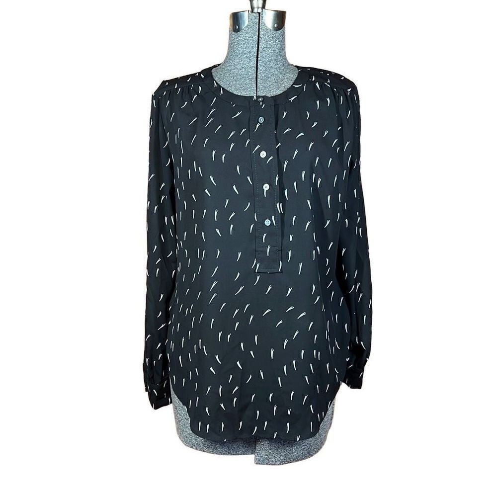 Anne Taylor LOFT Women's Black Long Sleeve Pleated Back Blouse Size Small